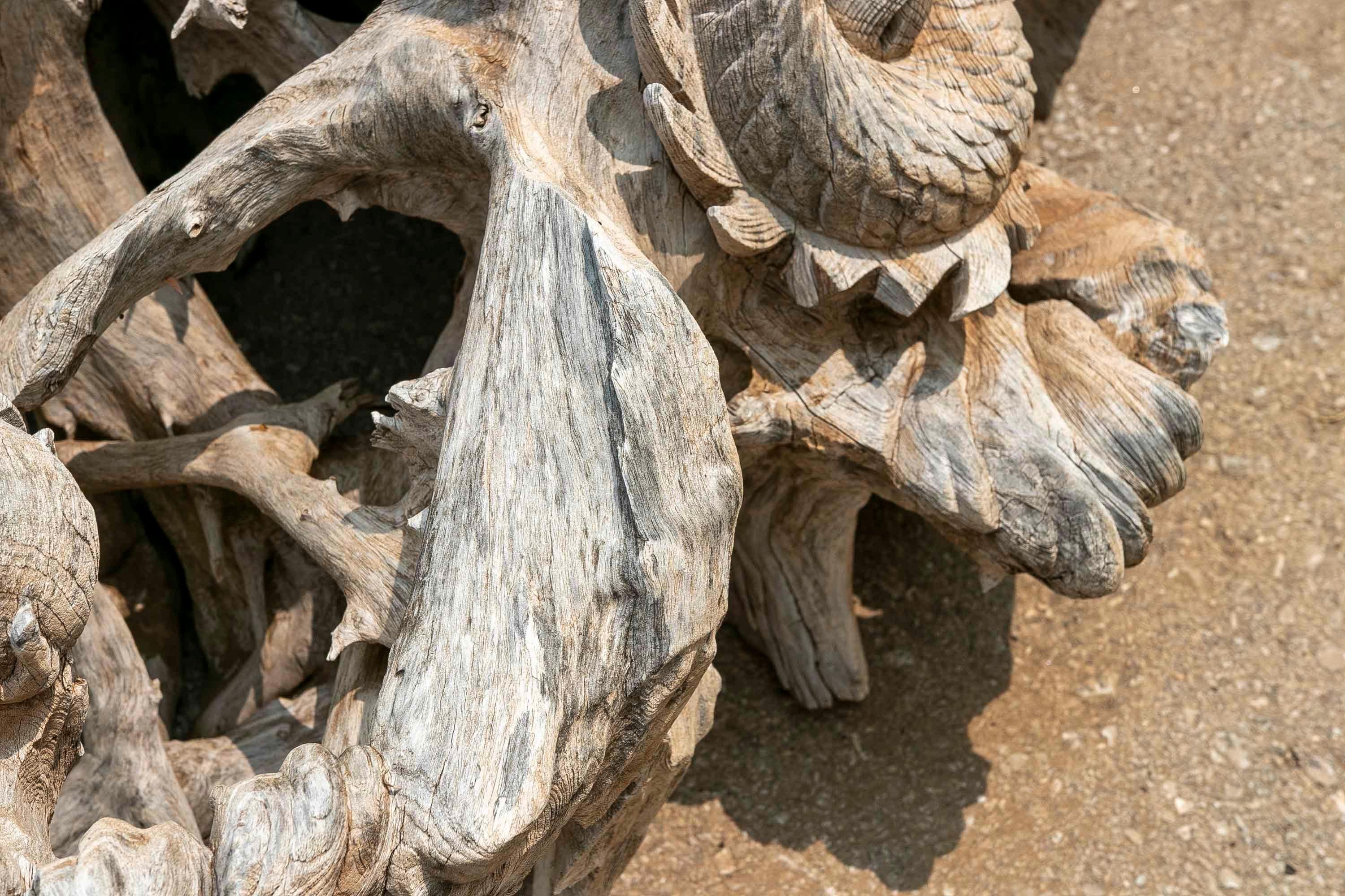 Chinesische handgeschnitzte Drachen-Holz-Skulptur im Angebot 3