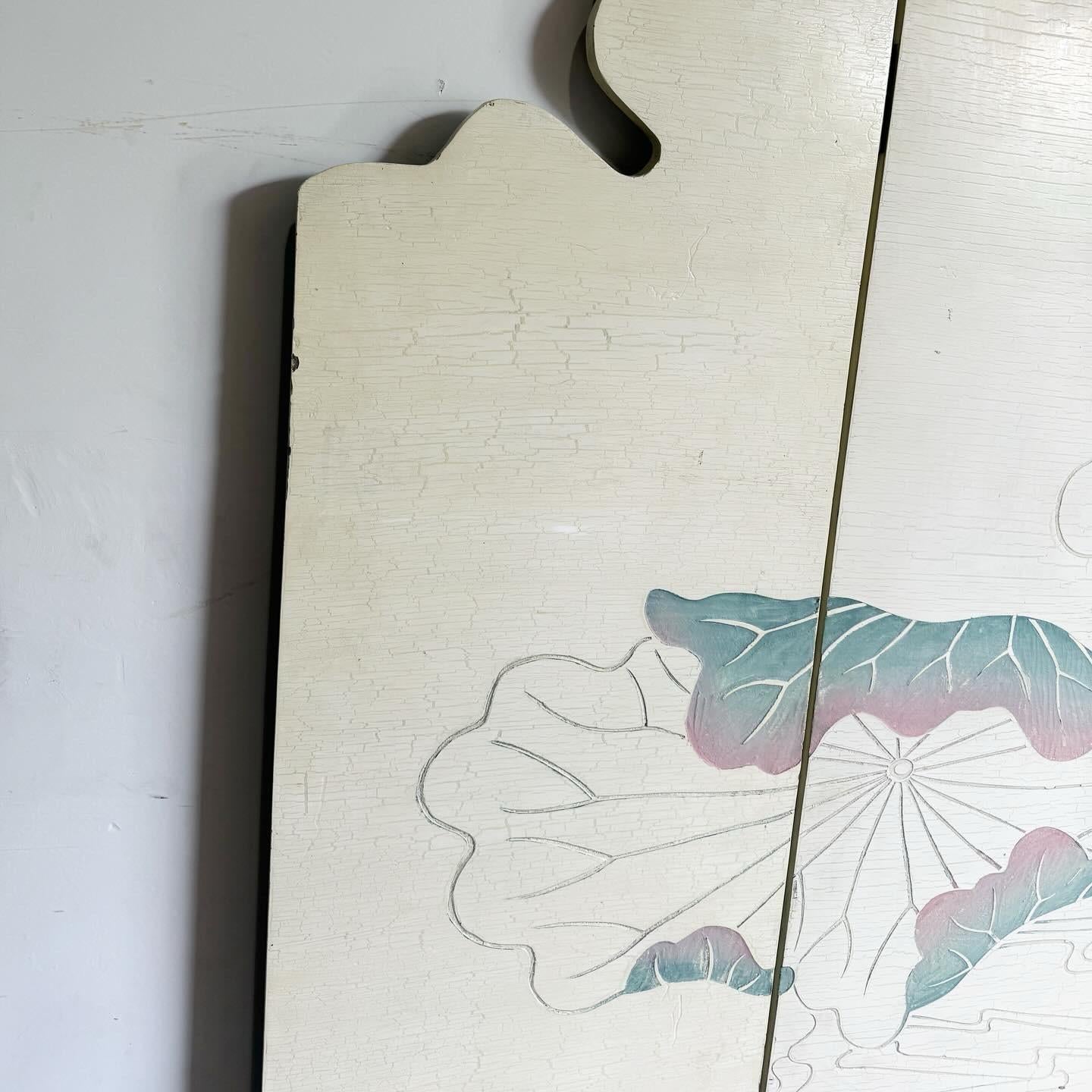 Chinese Hand Carved Flowers and Ducks Sculpted Room Divider Screen - 8 Panels For Sale 4