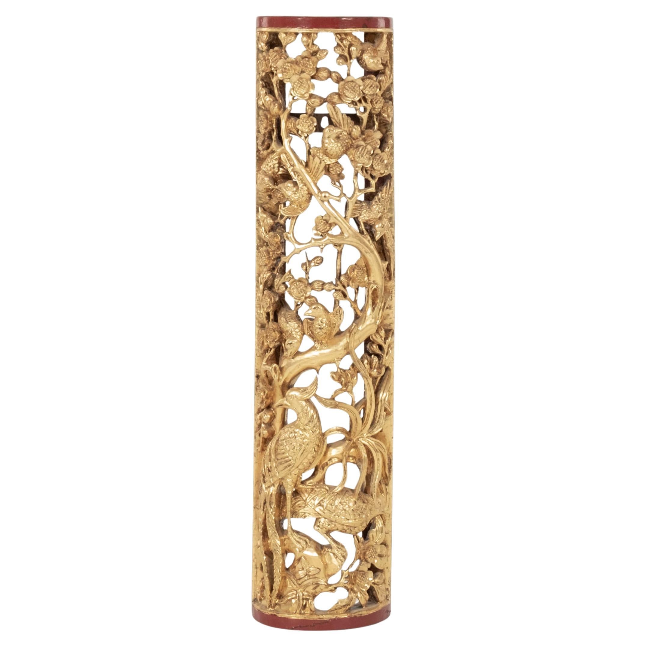 Chinese Hand Carved Gilt Fragment