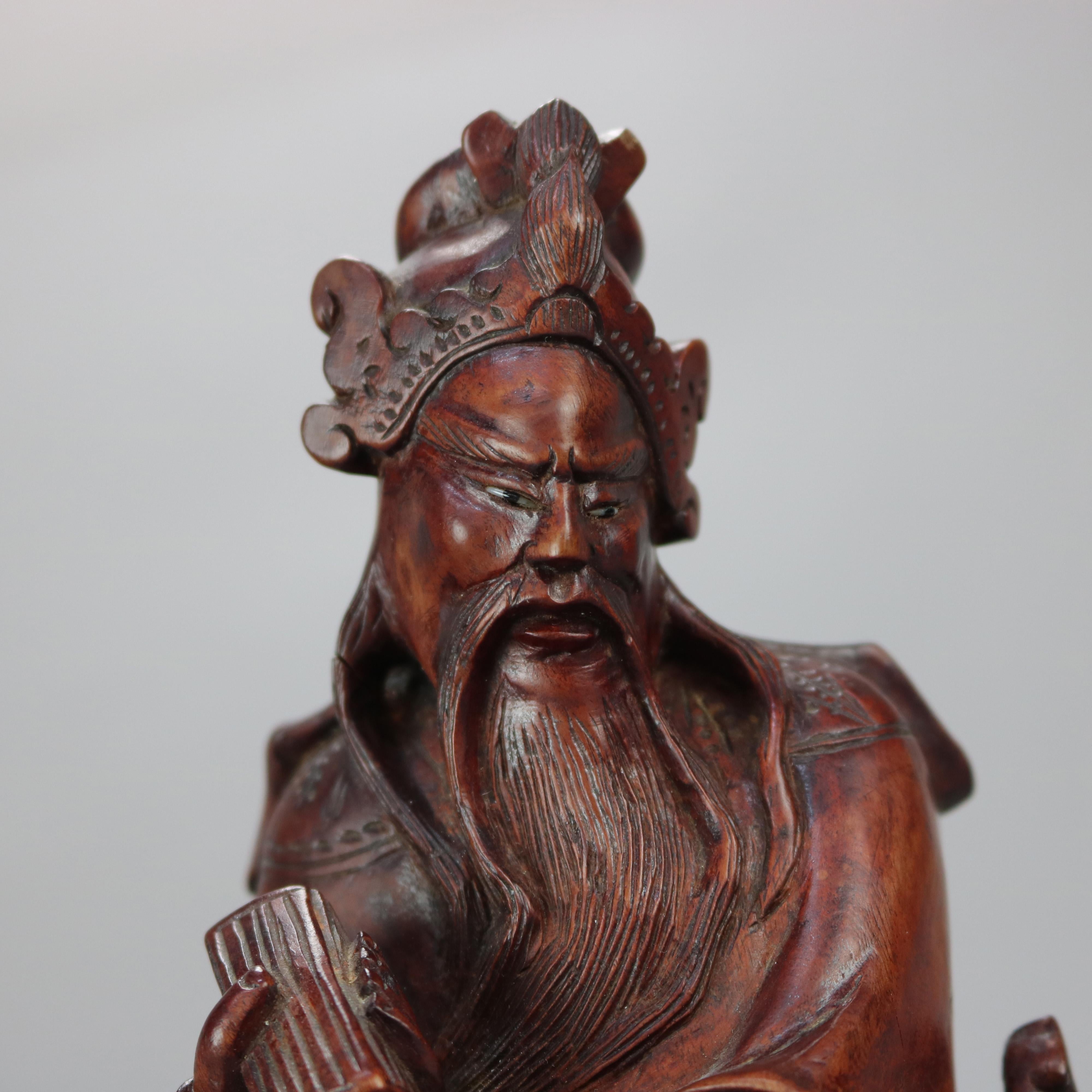 20th Century Chinese Hand Carved Hardwood Wise Man Figure 20th C