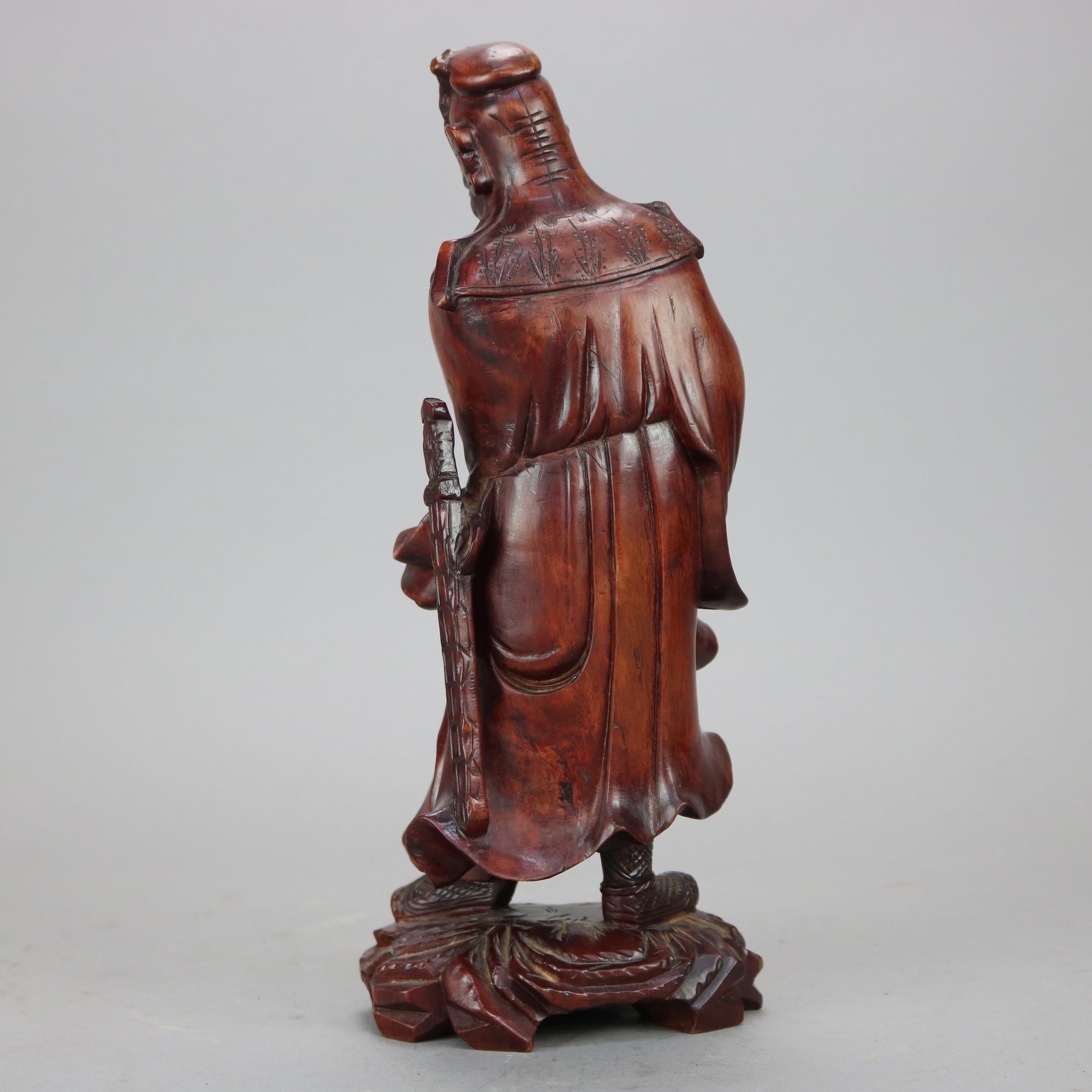 Chinese Hand Carved Hardwood Wise Man Figure 20th C 2