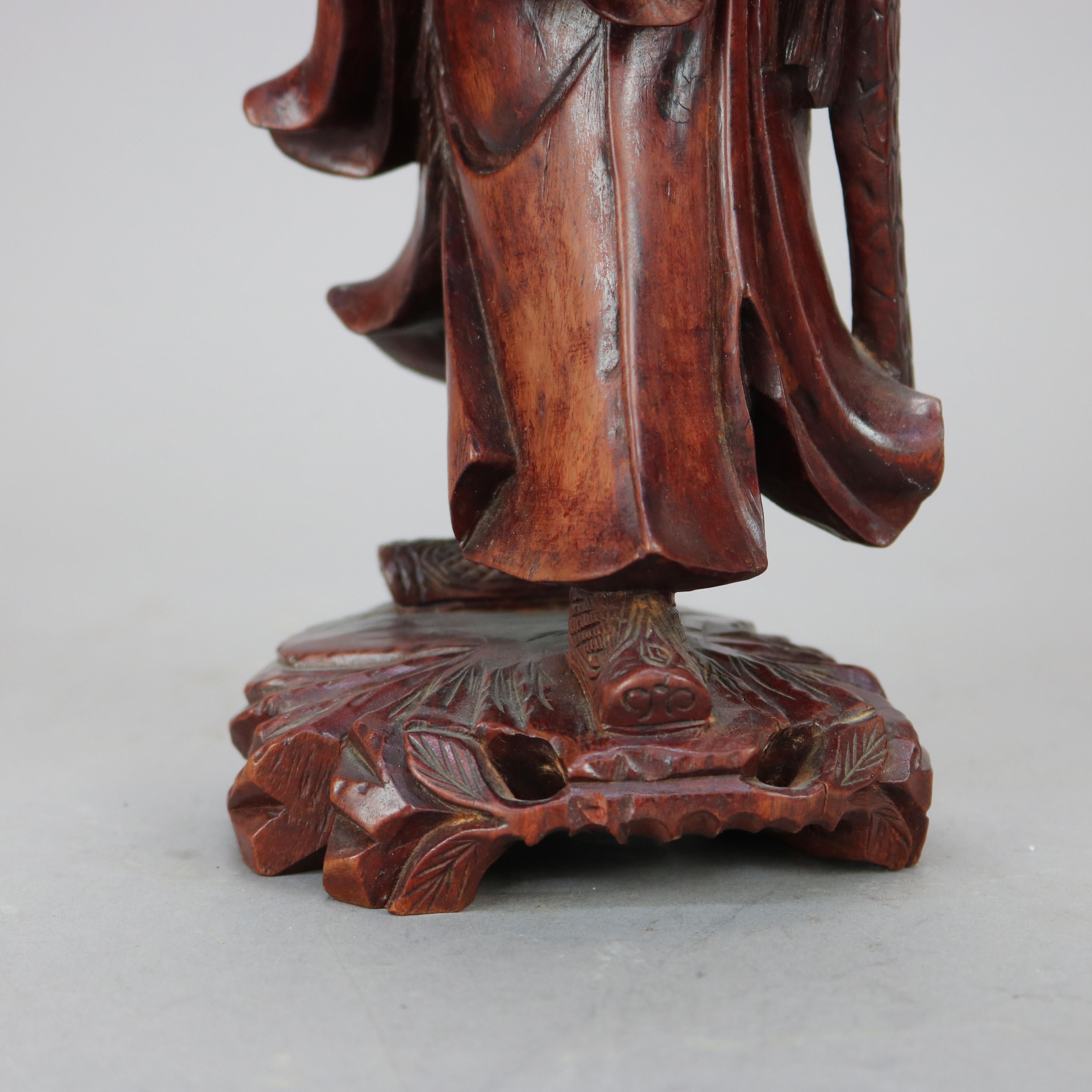 Chinese Hand Carved Hardwood Wise Man Figure 20th C 5