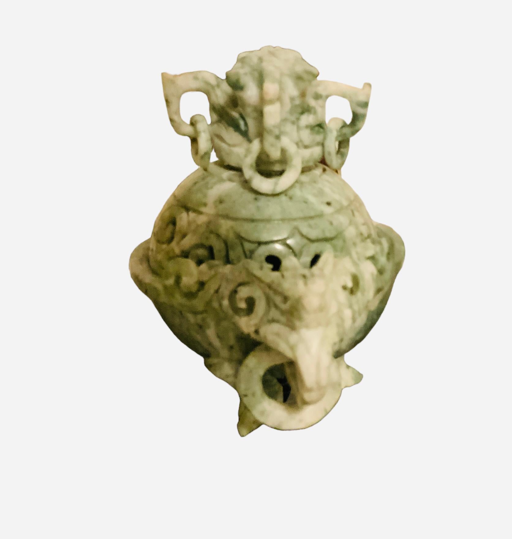 Chinese Hand Carved Jade Small Incense Burner 2