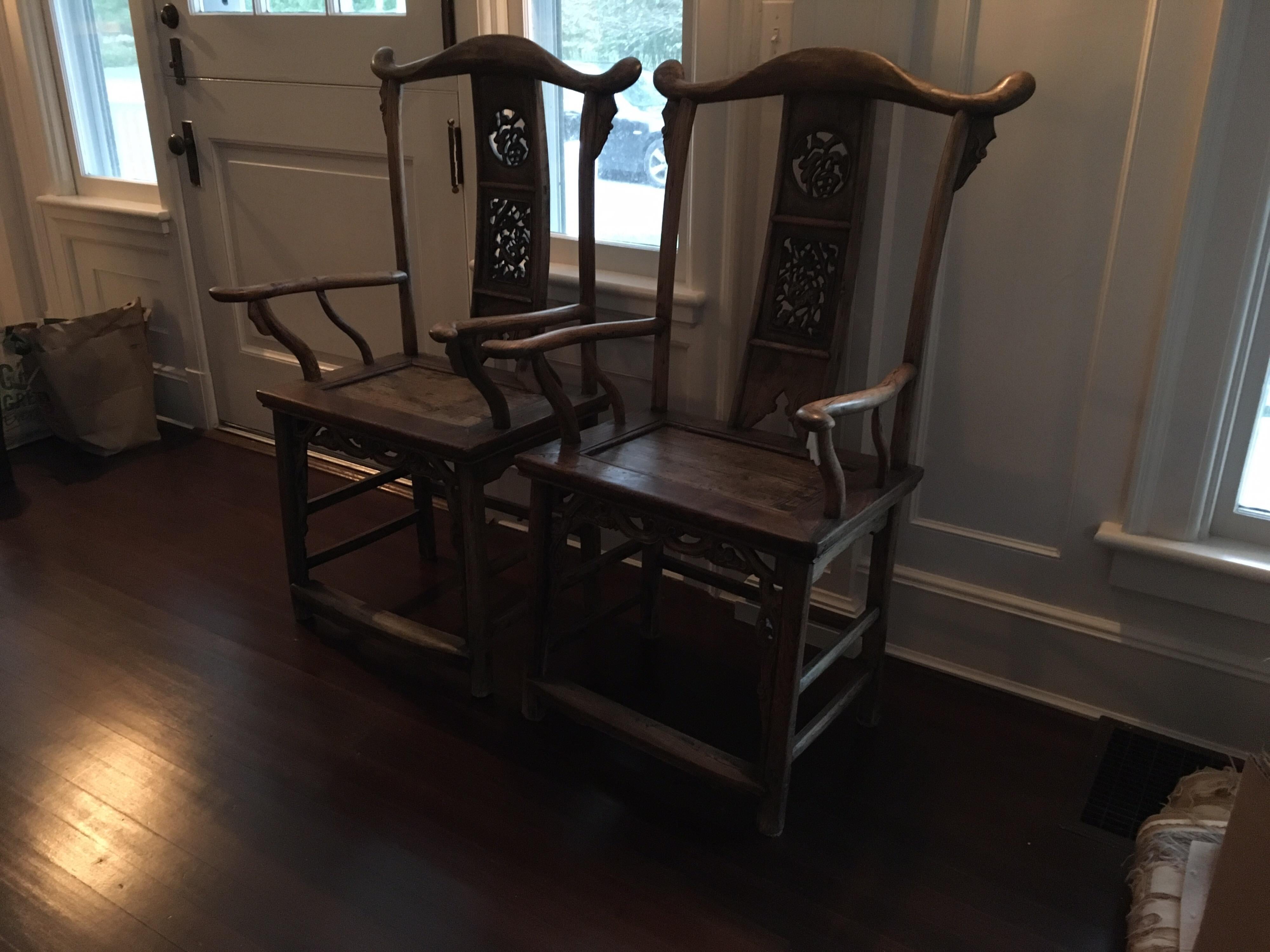 Chinese Hand Carved Nobility Chairs In Good Condition In Southampton, NY