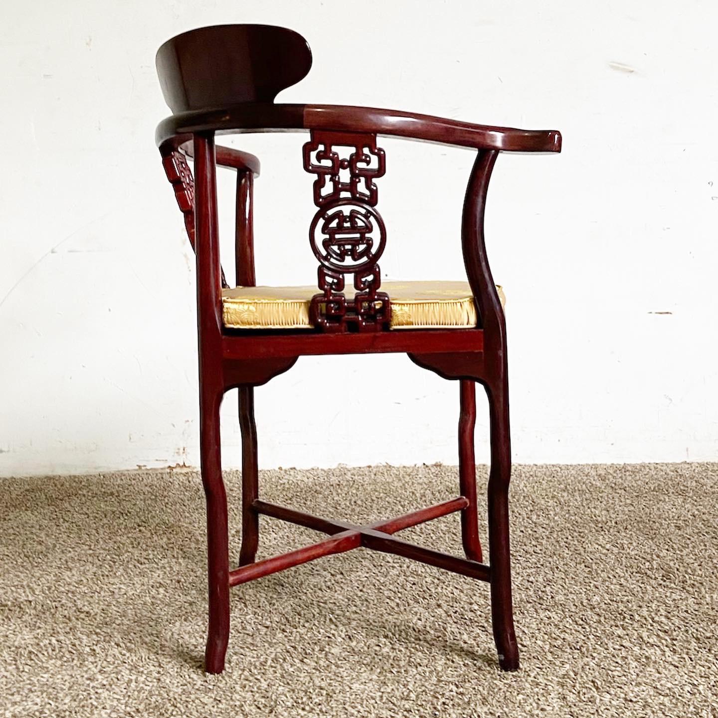 Chinoiserie Chinese Hand Carved Rosewood Corner Chair For Sale