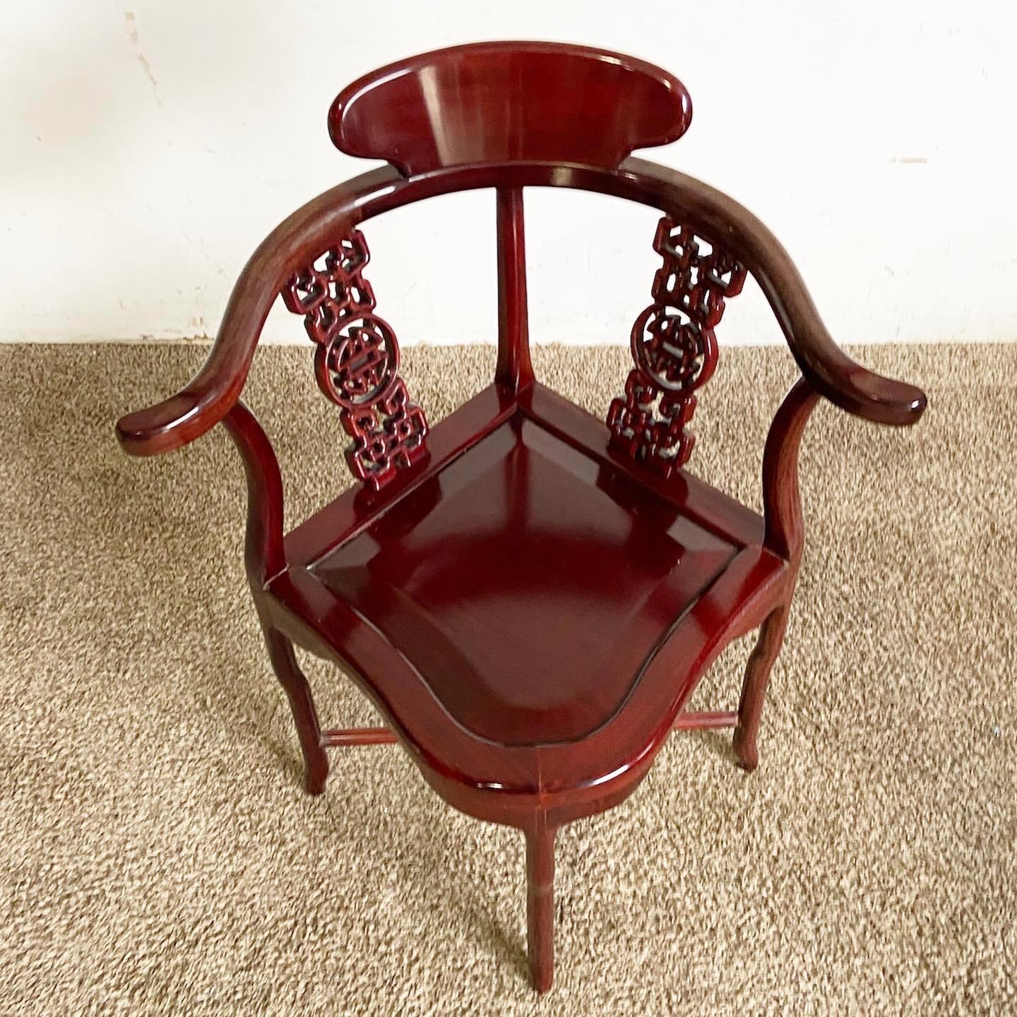 Chinese Hand Carved Rosewood Corner Chair For Sale 1