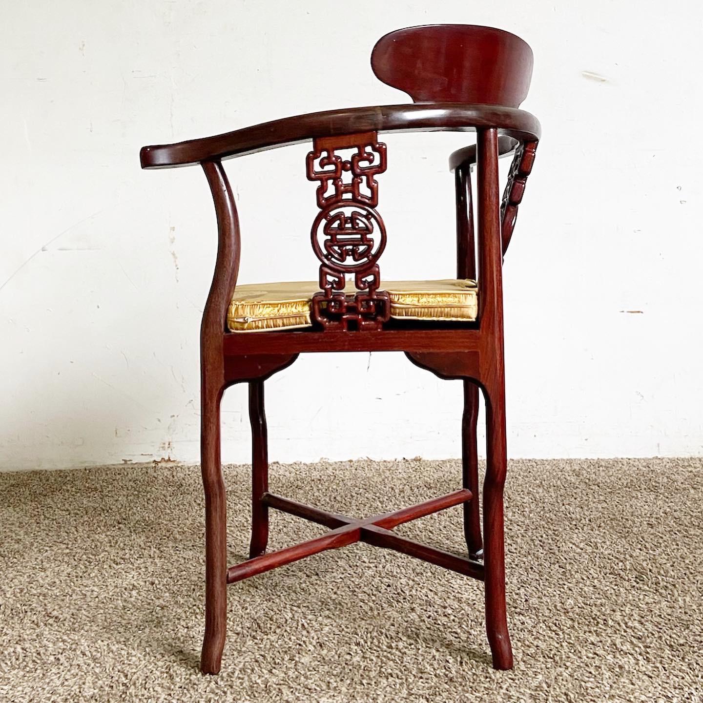 Chinese Hand Carved Rosewood Corner Chair For Sale 3
