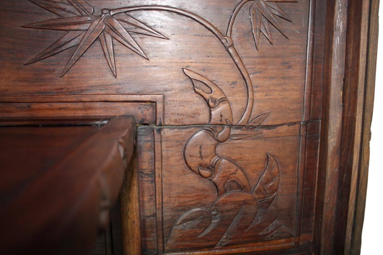 Chinese Hand Carved Rosewood Display Cabinet, Simulated Bamboo, circa 1880 1