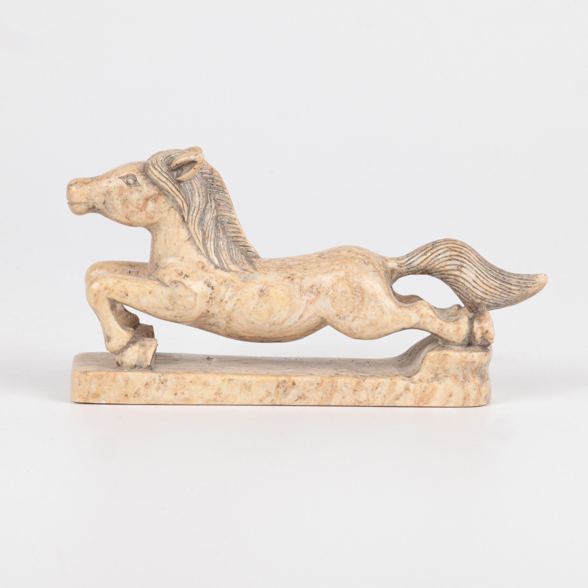 20th Century Chinese Hand Carved Soapstone Galloping Horse Figure