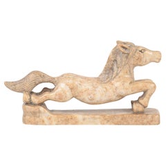 Chinese Hand Carved Soapstone Galloping Horse Figure