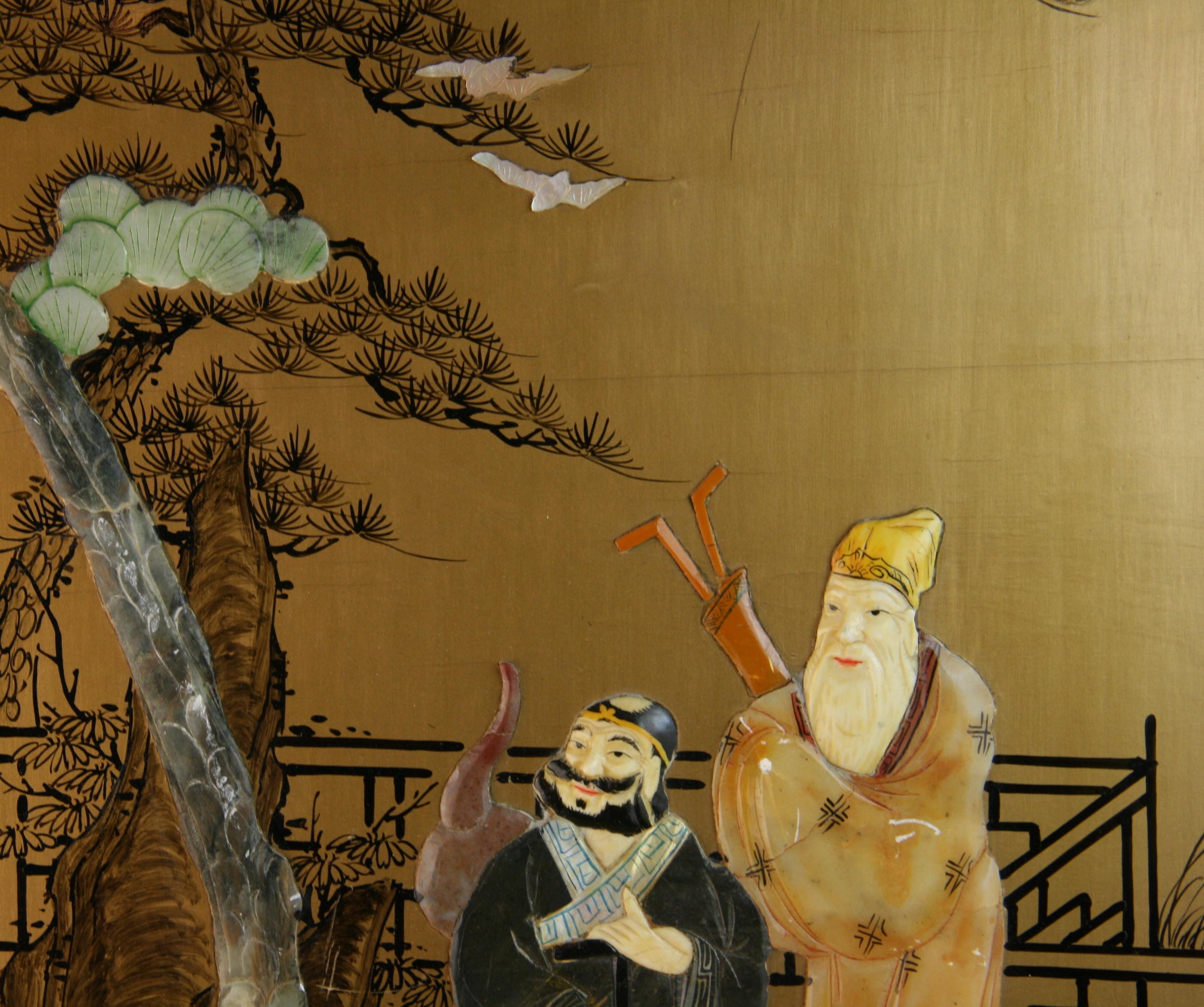 Panneau mural figuratif chinois en pierre sculptée à la main n° 2 en vente 2