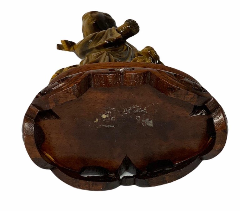 Chinese Hand Carved Tiger Eye Statue of Guan Yin at 1stDibs
