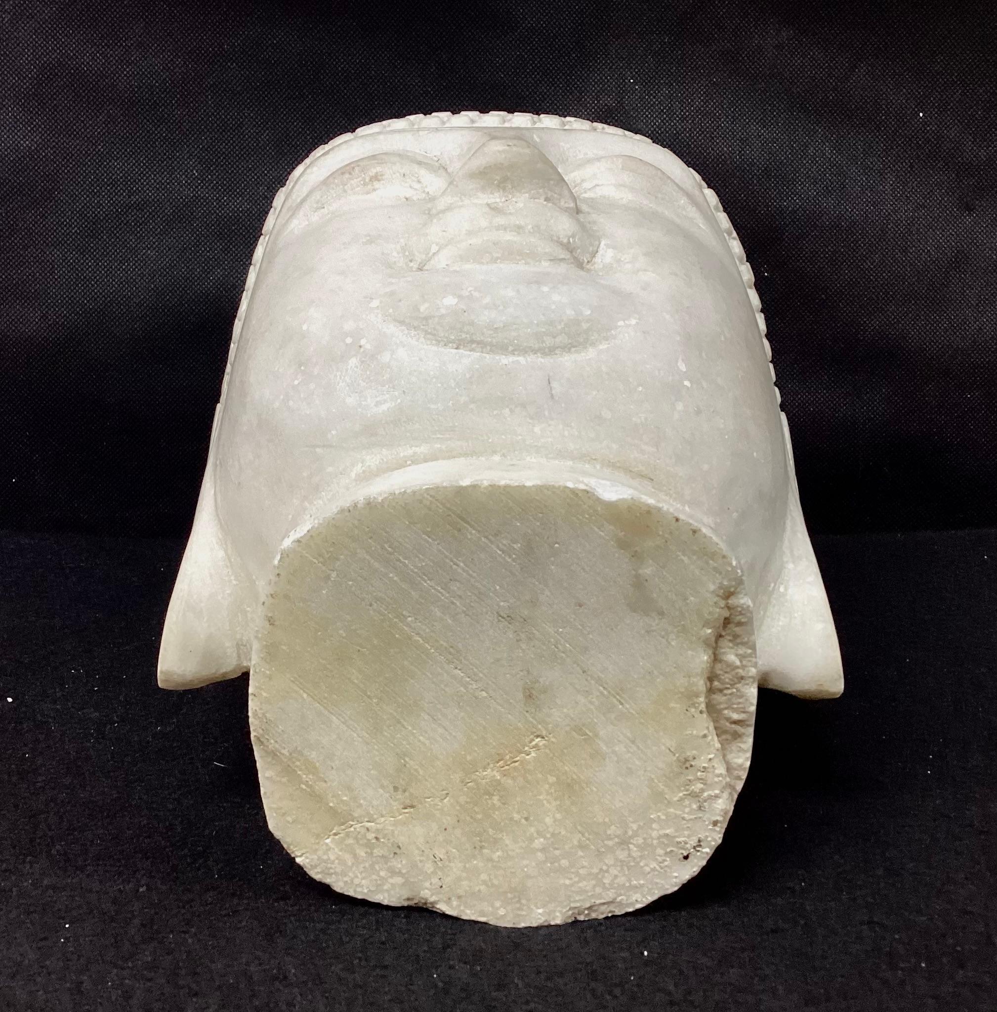 20th Century Chinese Hand-Carved White Marble Buddha Head