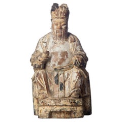 Chinese Hand Carved Wood Statue, 19th Century