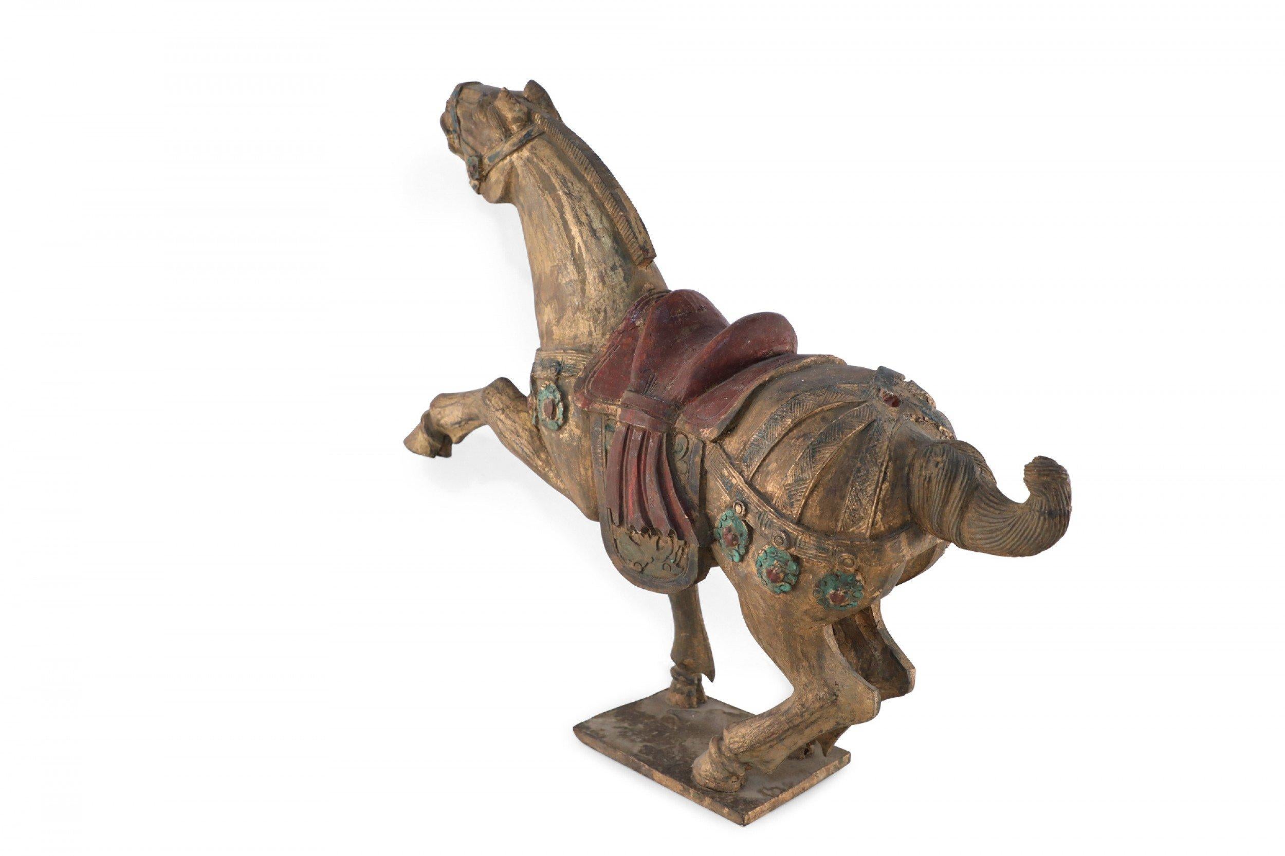 Chinese Export Chinese Hand-Carved Wooden Horse Figure