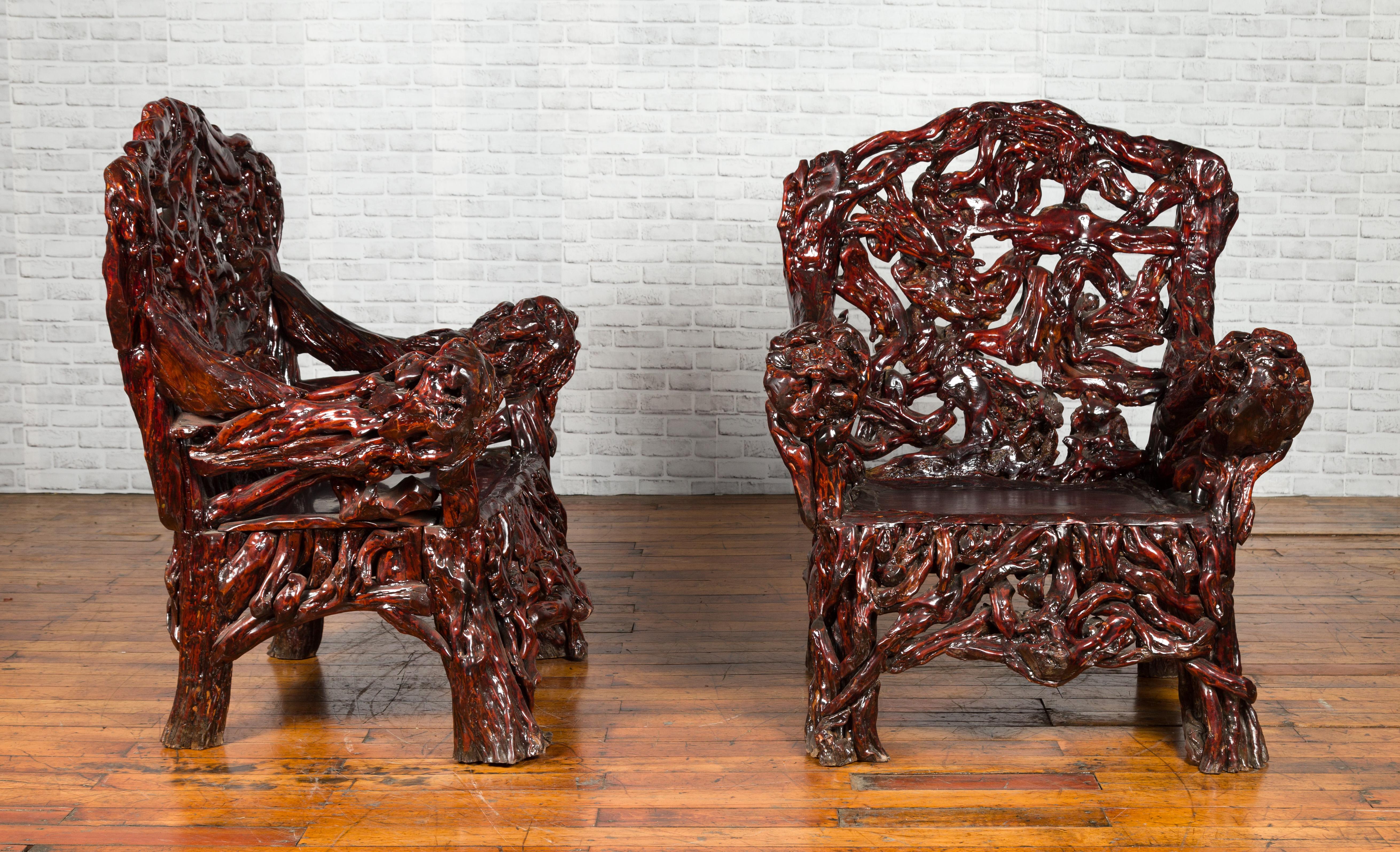 handcarved armchairs