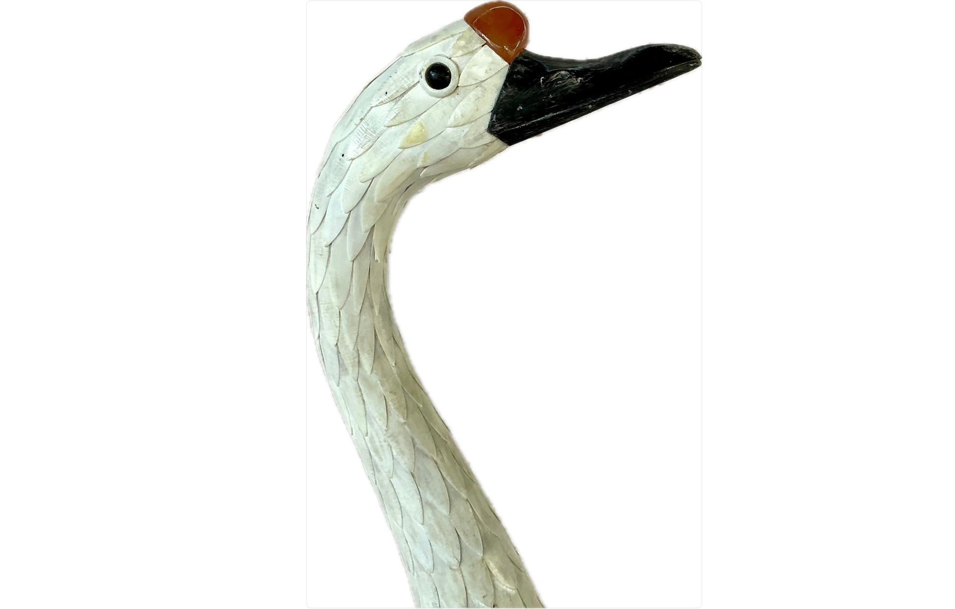 Chinese Hand-Cut Tessellated Bone Veneered Geese, A Pair en venta 5