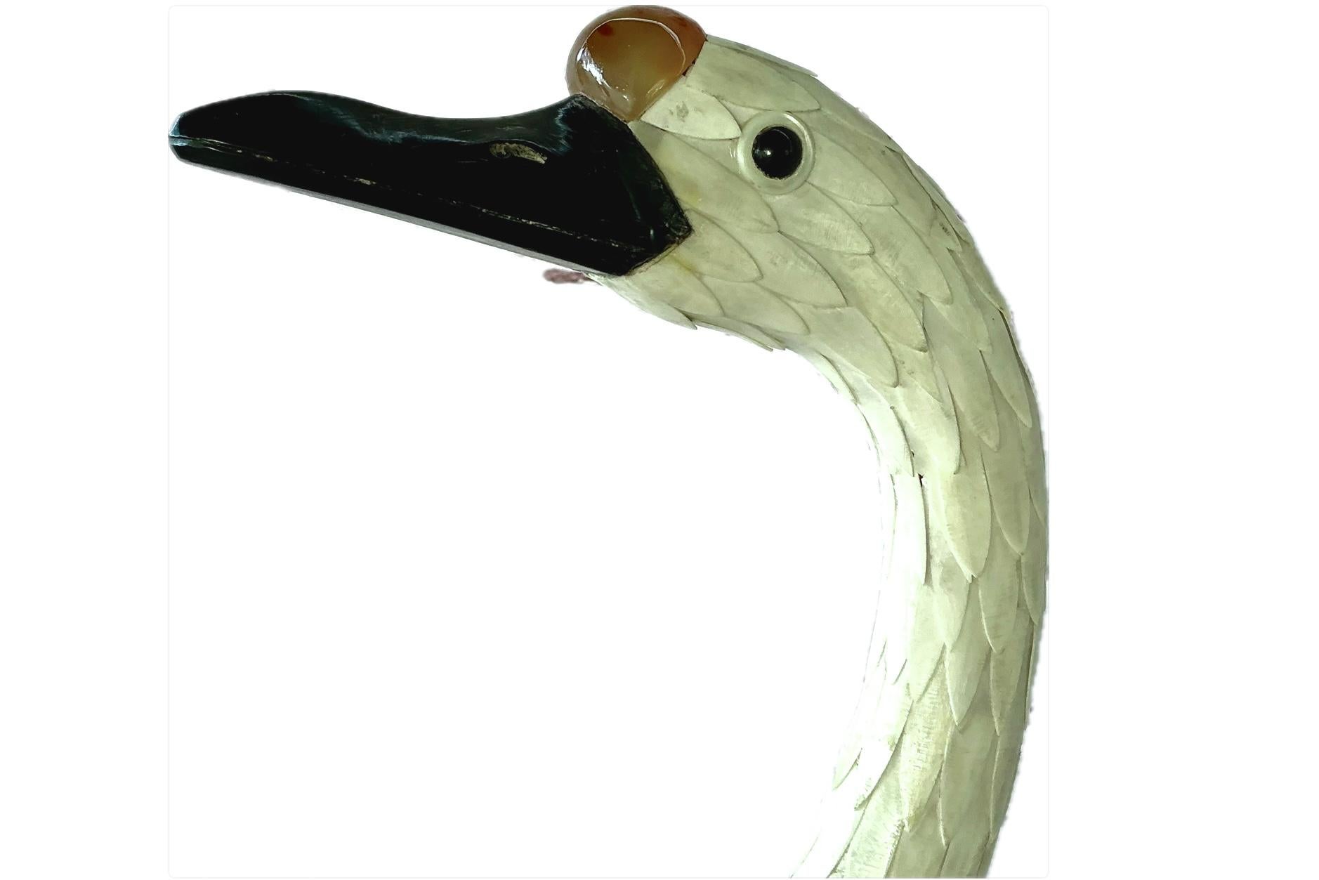 Chinese Hand-Cut Tessellated Bone Veneered Geese, A Pair en venta 7