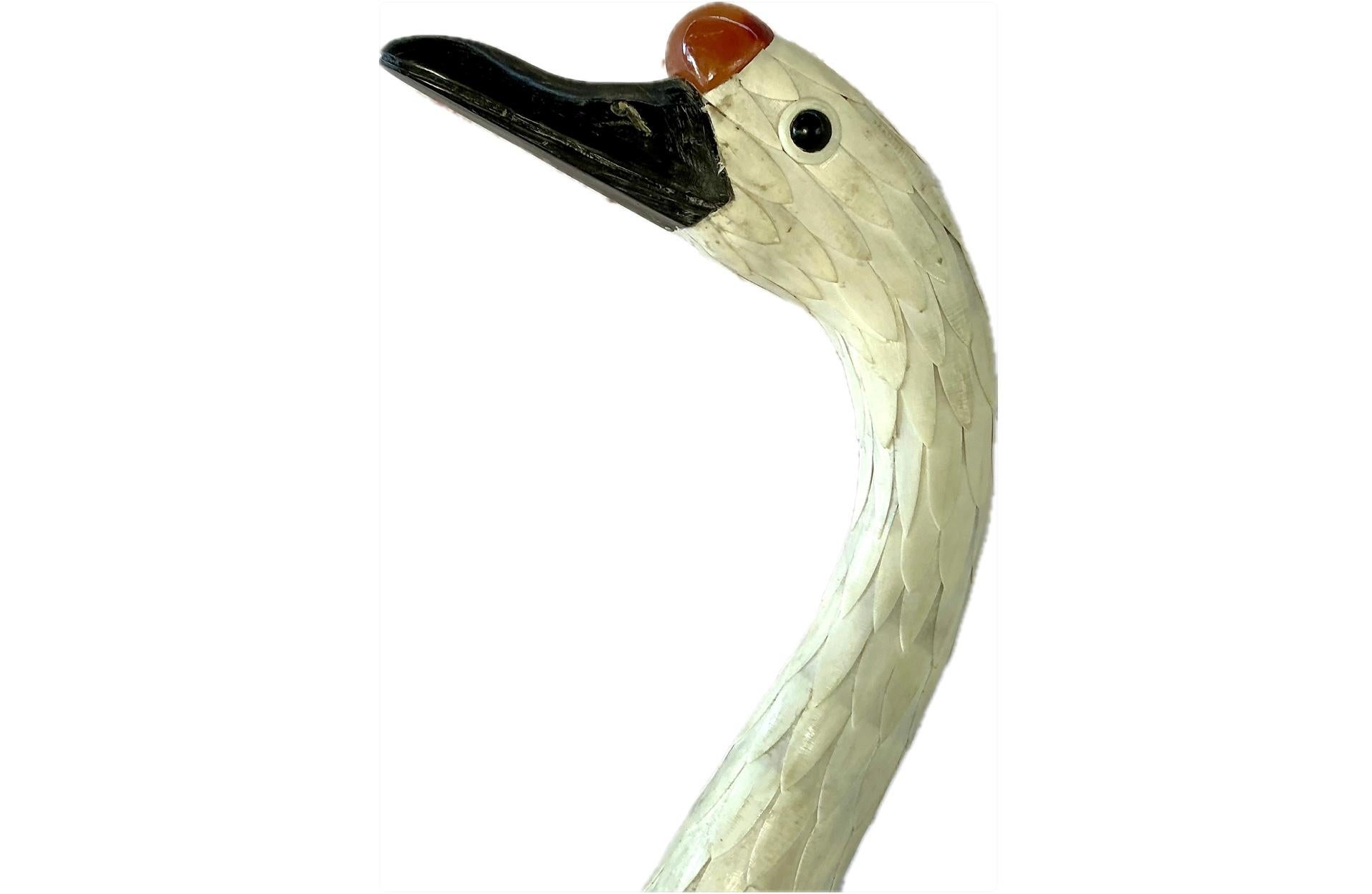 Chinese Hand-Cut Tessellated Bone Veneered Geese, A Pair en venta 8