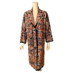 Chinese Hand Embroidered Silk on Silk Floral Design Coat Early 20th Century