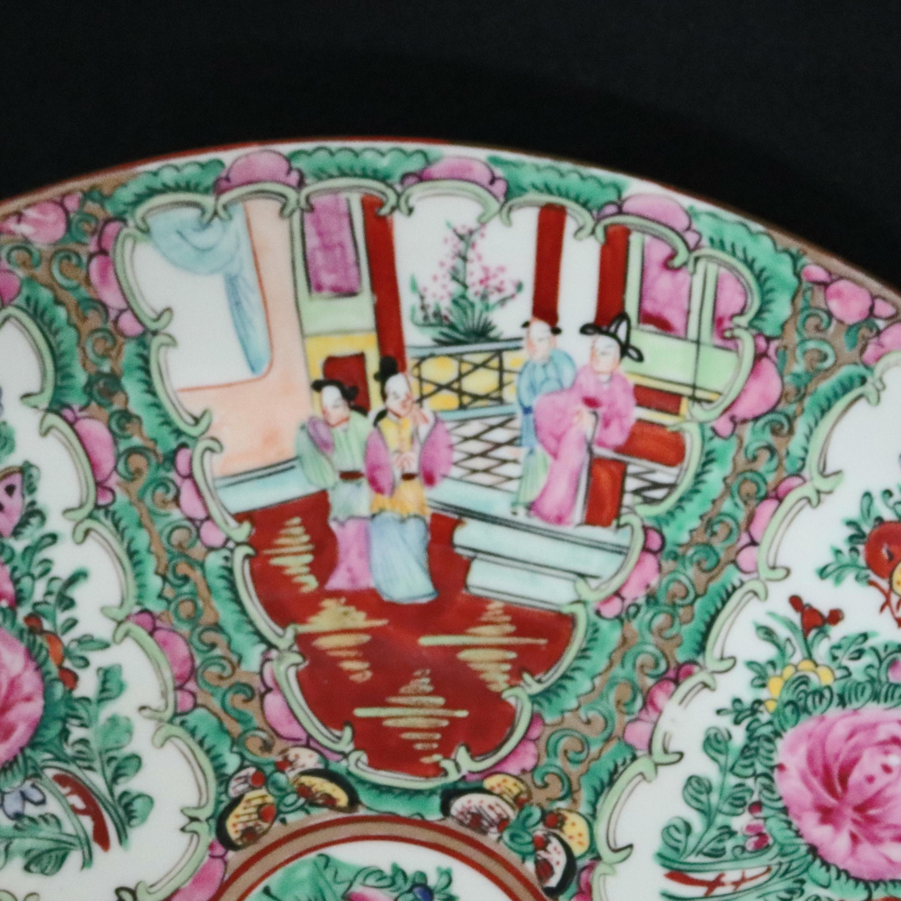 Chinese Hand Enameled Rose Medallion Porcelain Charger, 20th Century 2
