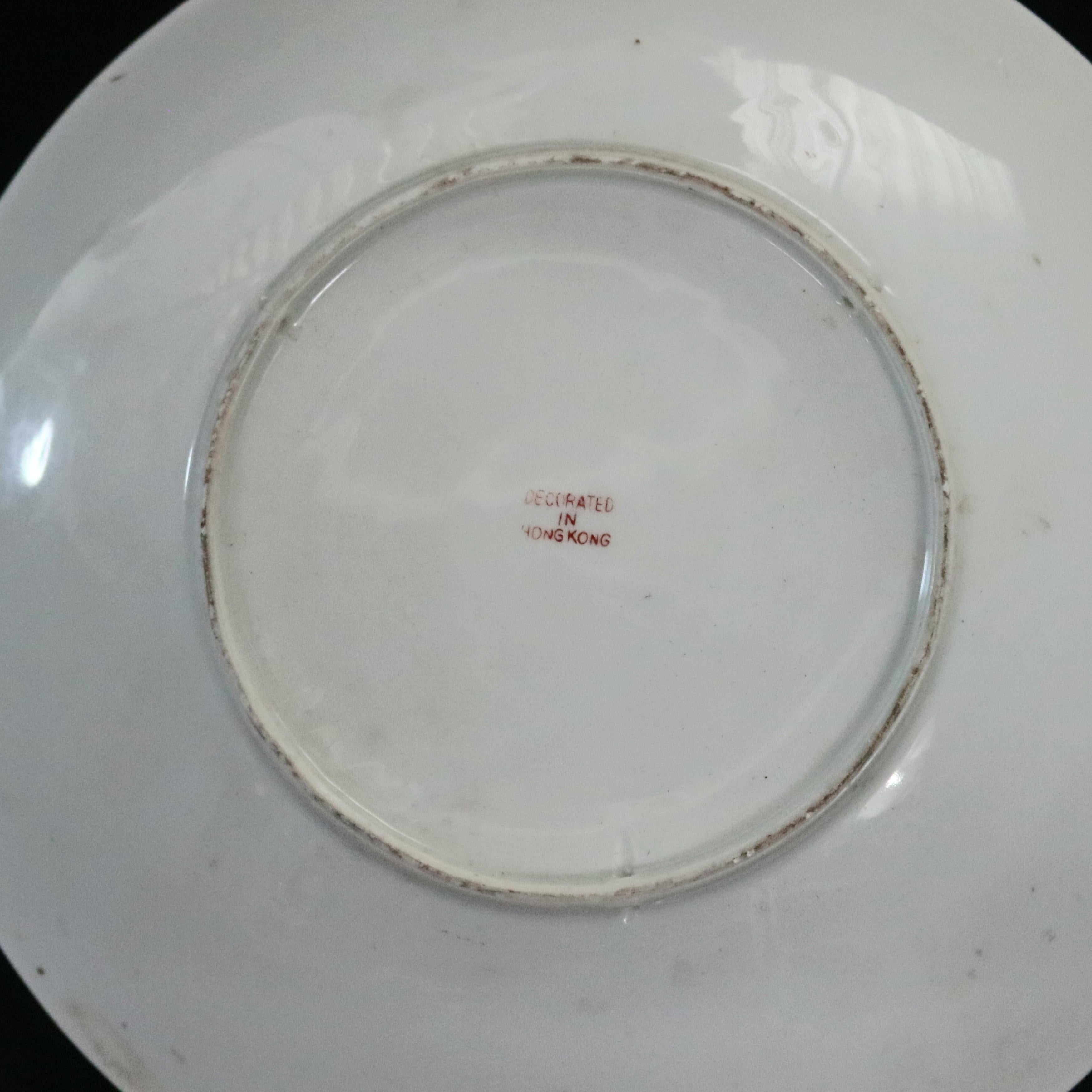 Chinese Hand Enameled Rose Medallion Porcelain Charger, 20th Century 3