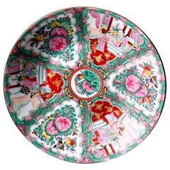 Chinese Hand Enameled Rose Medallion Porcelain Charger, 20th Century