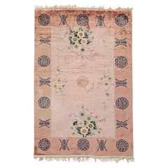 Chinese Hand-Knotted Art Deco Rug in powder pink, silk on silk, China 1930s