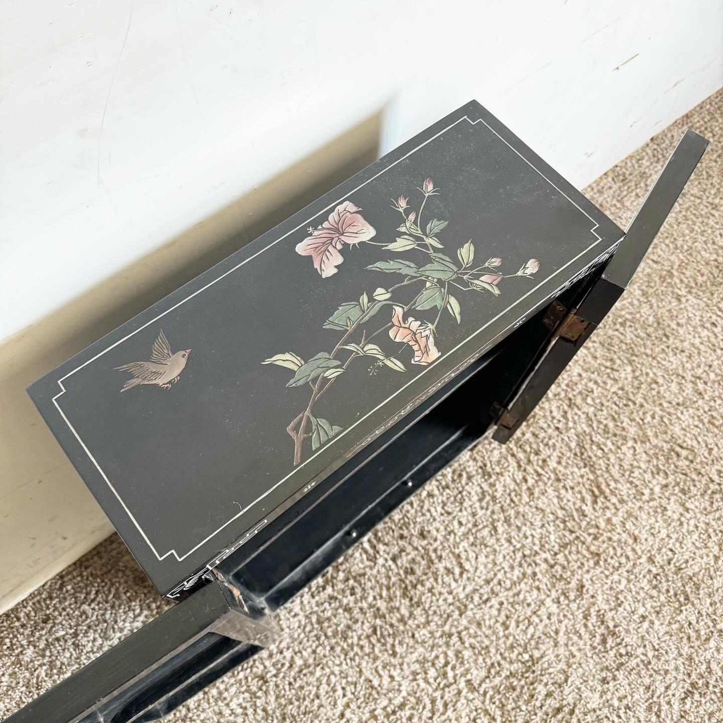 Armoire à chaussures chinoise peinte et sculptée à la main 2