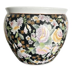 Chinese Hand Painted Floral Fish Bowl Vase