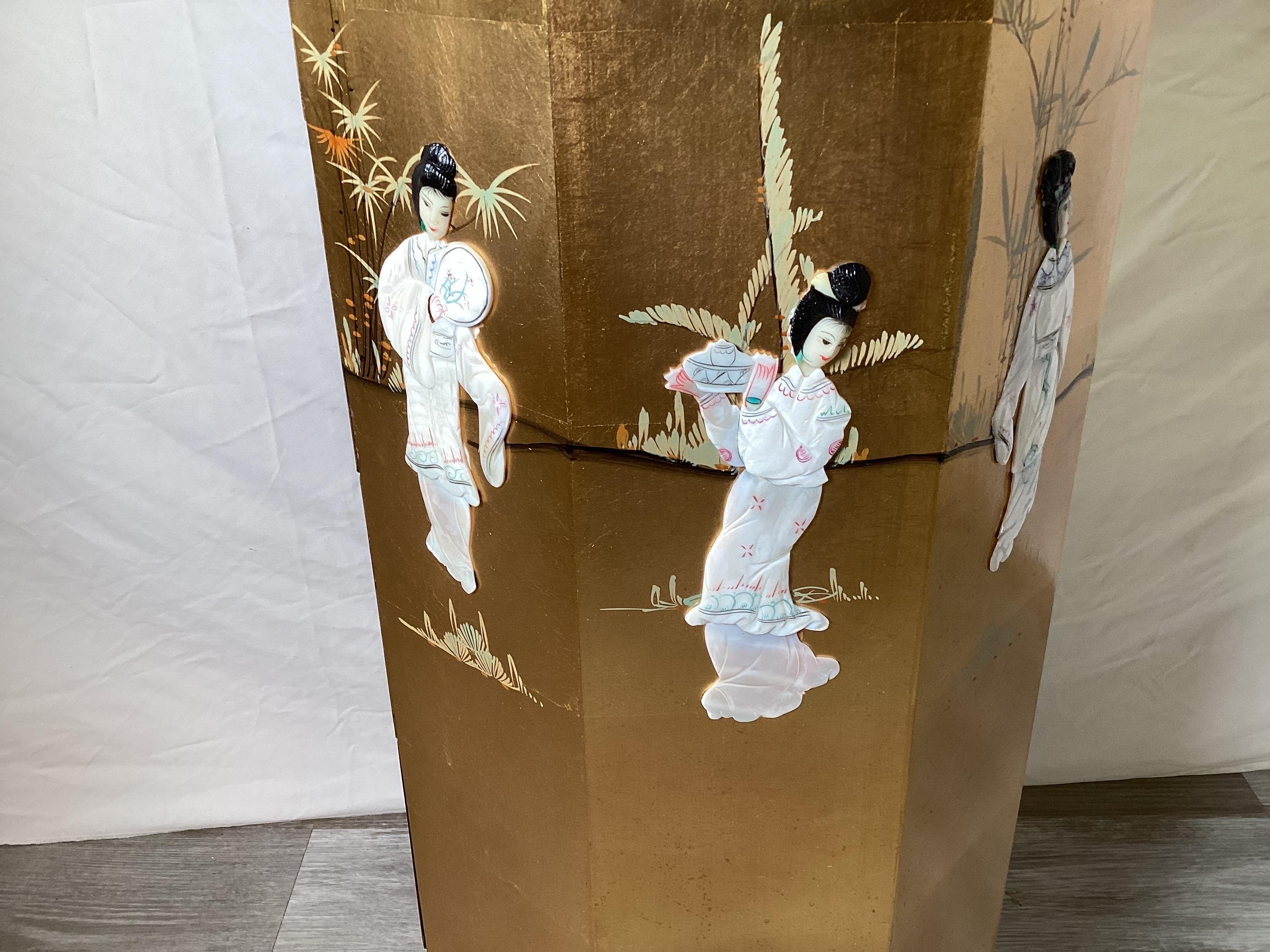 Hardwood Chinese Hand Painted Lacquer Tall Jewelry Stand For Sale