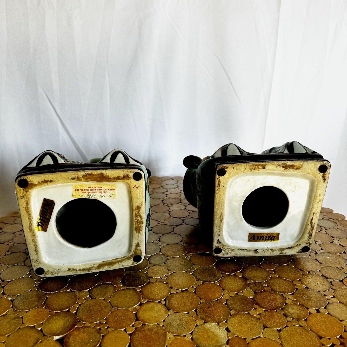 Esculturas Emperador y Emperatriz de porcelana china pintadas a mano - 2 Piezas Porcelana en venta