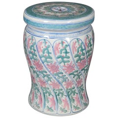 Chinese Hand-Painted Porcelain Garden Seat, Floral & Foliate Design 20th Century