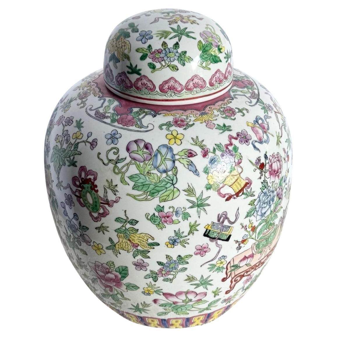 Chinese Hand Painted Porcelain Ginger Jar