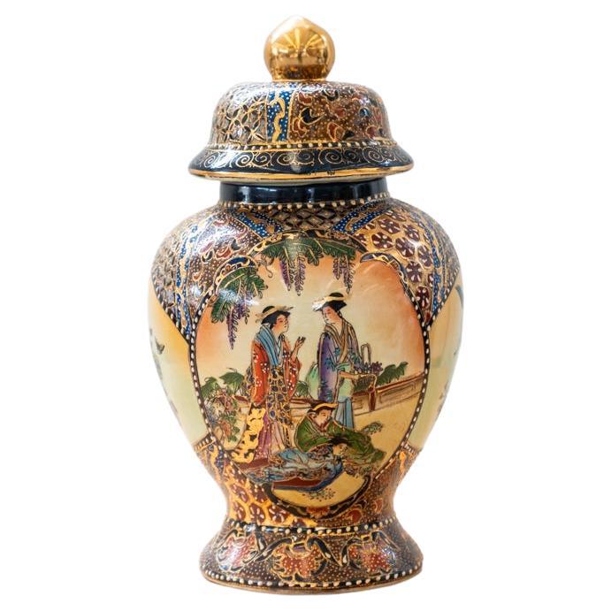 Chinese Hand-Painted Vase, 1960s For Sale