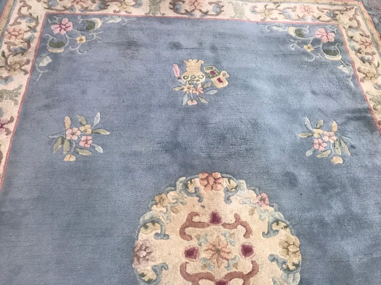 Chinese hand tufted vintage rug For Sale at 1stdibs