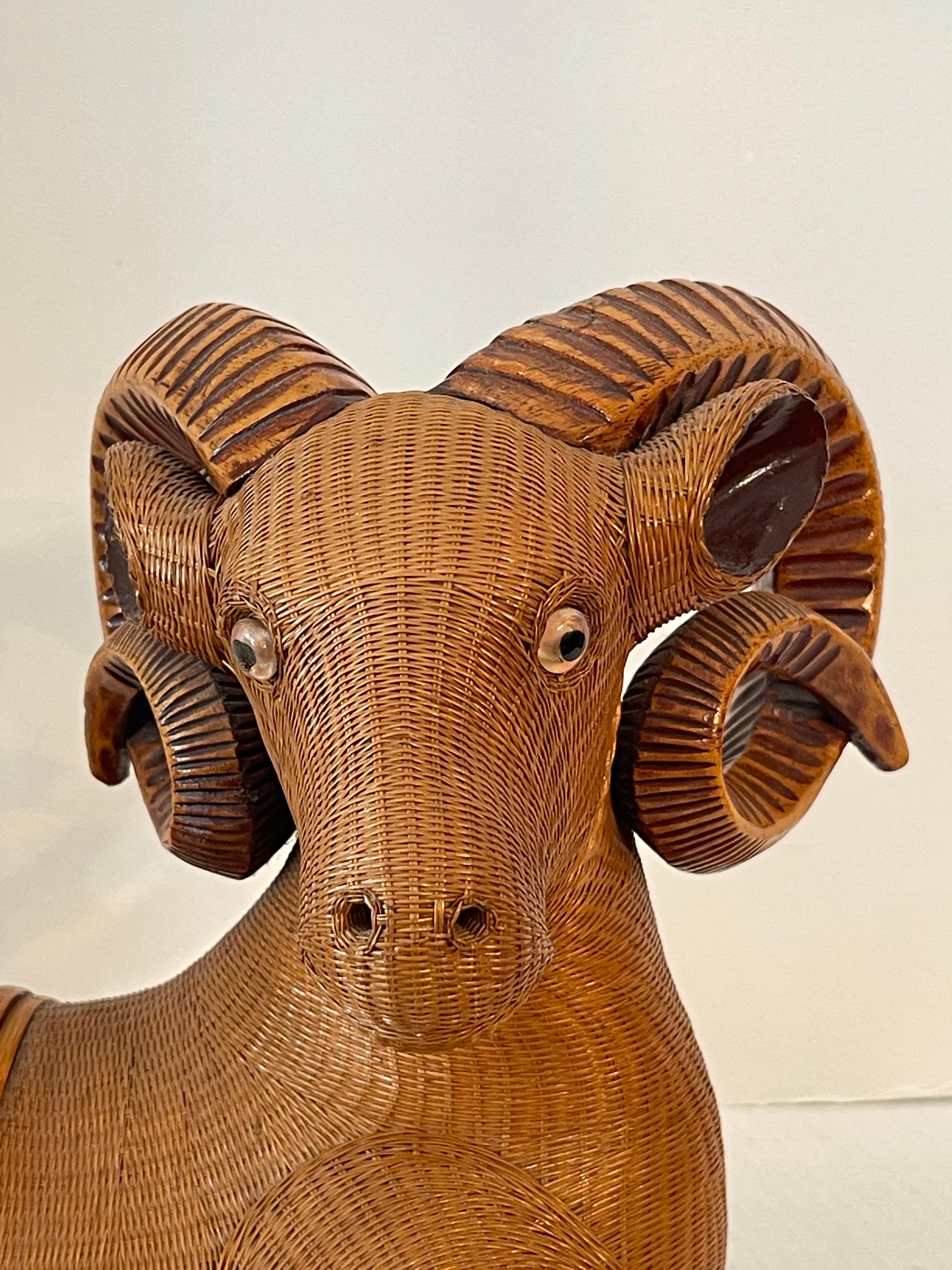 Chinese Export Chinese Hand Woven  Wicker Ram Box, Shanghai Collection