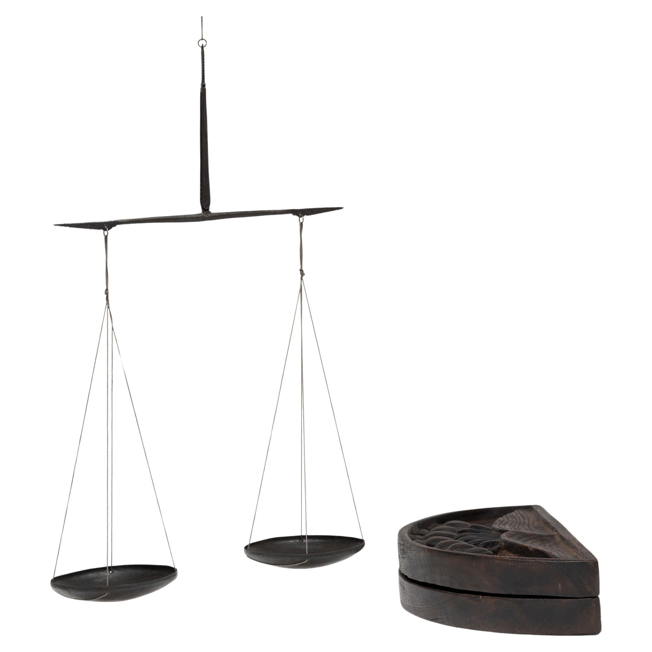 Chinese Hanging Opium Scale in Wooden Case