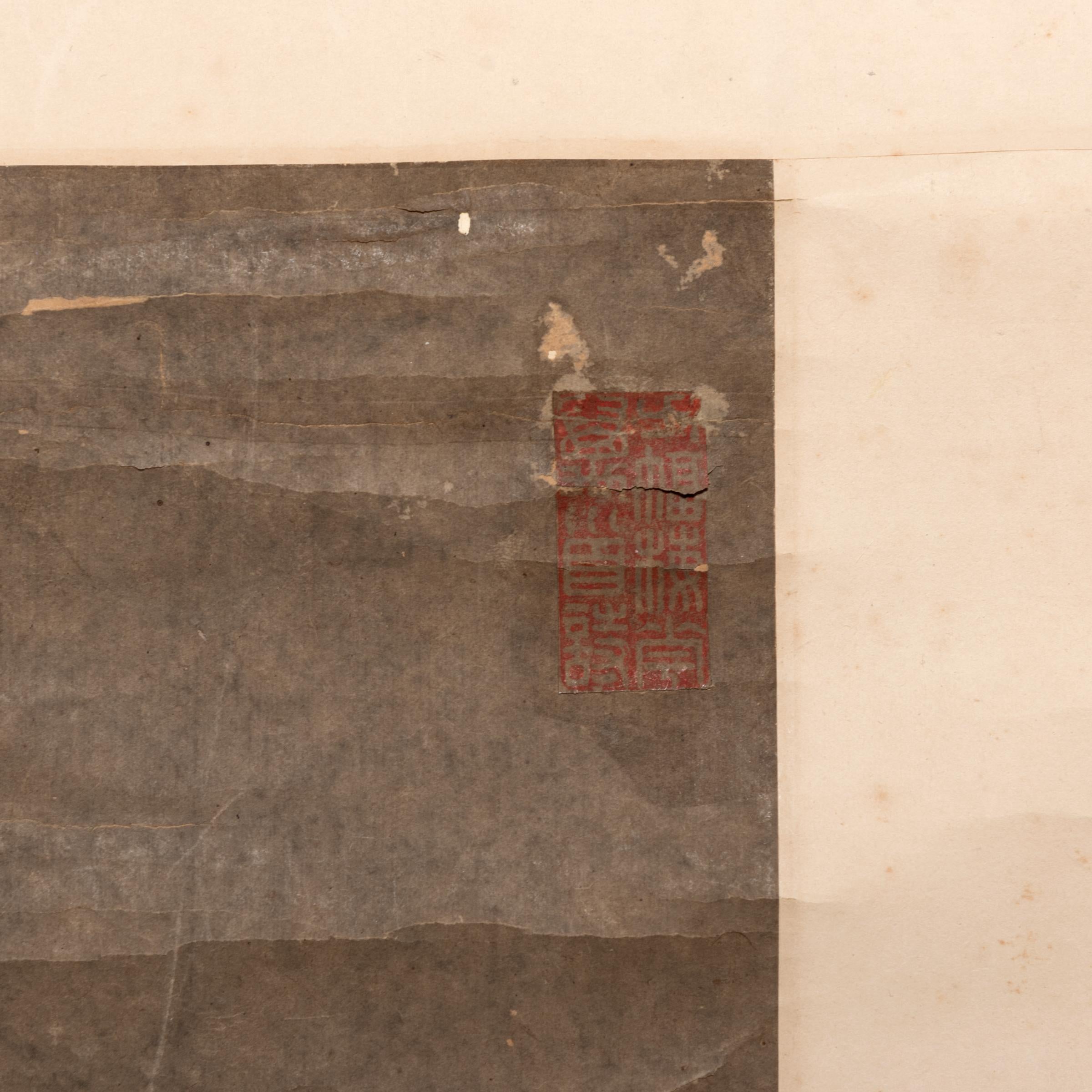 Chinesische hängende Schriftrolle mit Prunuszweigen:: um 1850 (Qing-Dynastie) im Angebot