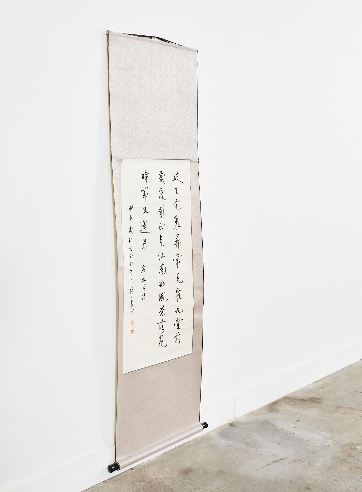 Chinese Hanging Scroll Pair of Poetic Couplets Signed For Sale 6