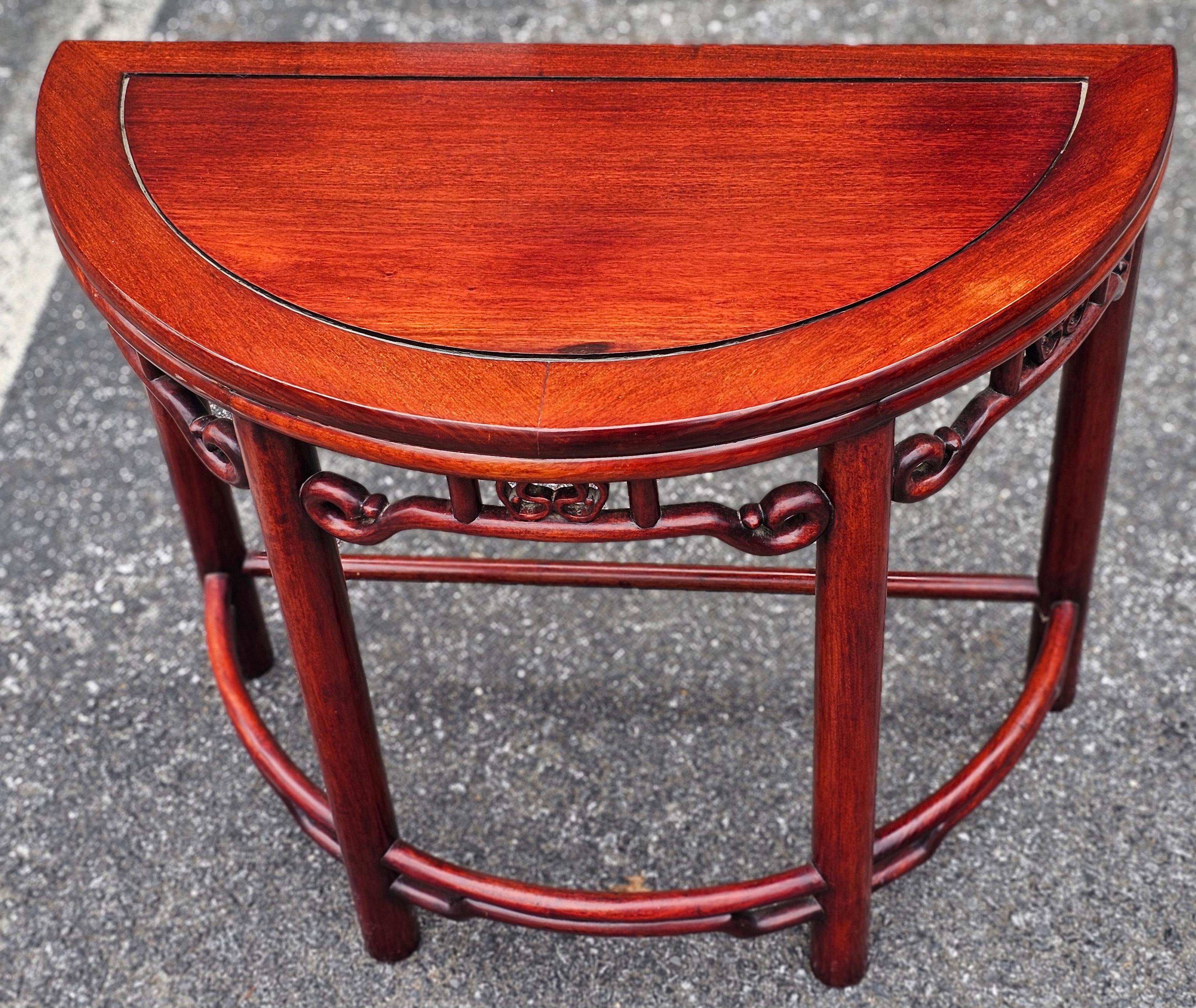 Chinese Hard Rosewood Demilune Console Table For Sale 2