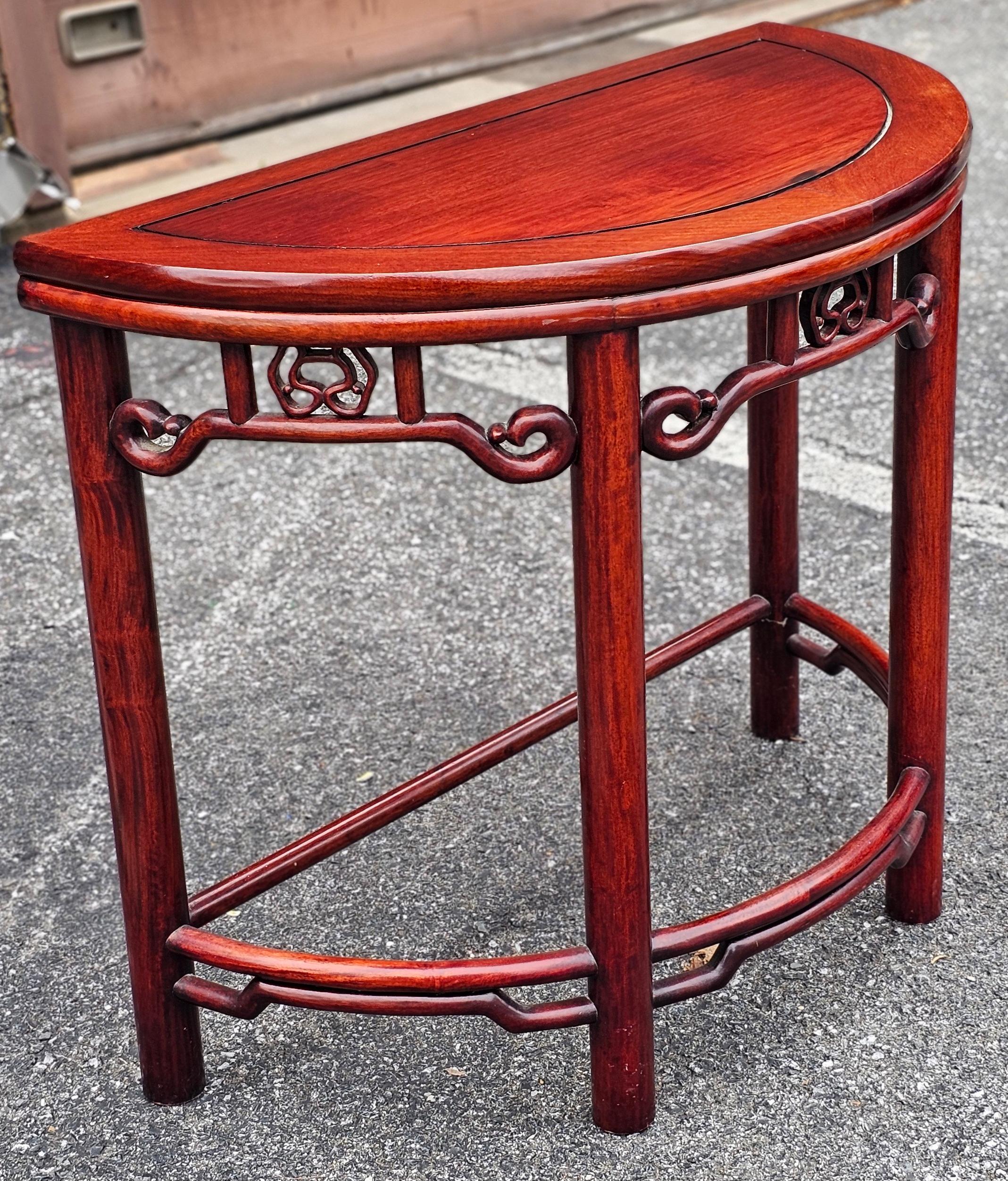 Unknown Chinese Hard Rosewood Demilune Console Table For Sale