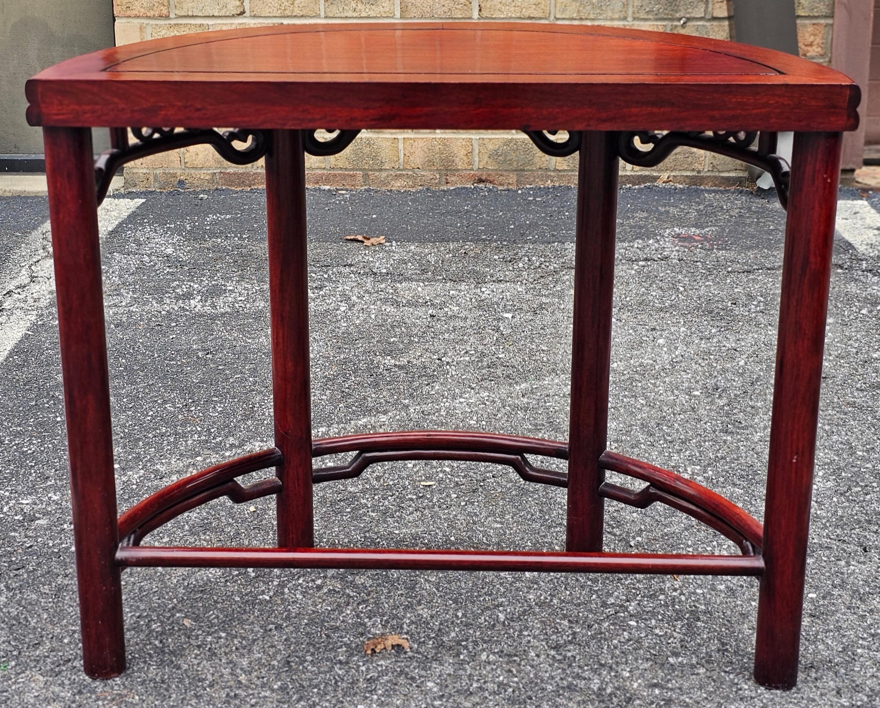 Chinese Hard Rosewood Demilune Console Table For Sale 1