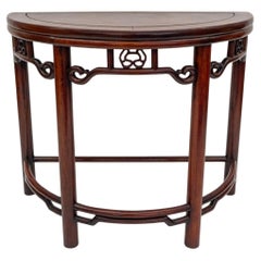 Chinese Hard Rosewood Demilune Console Table