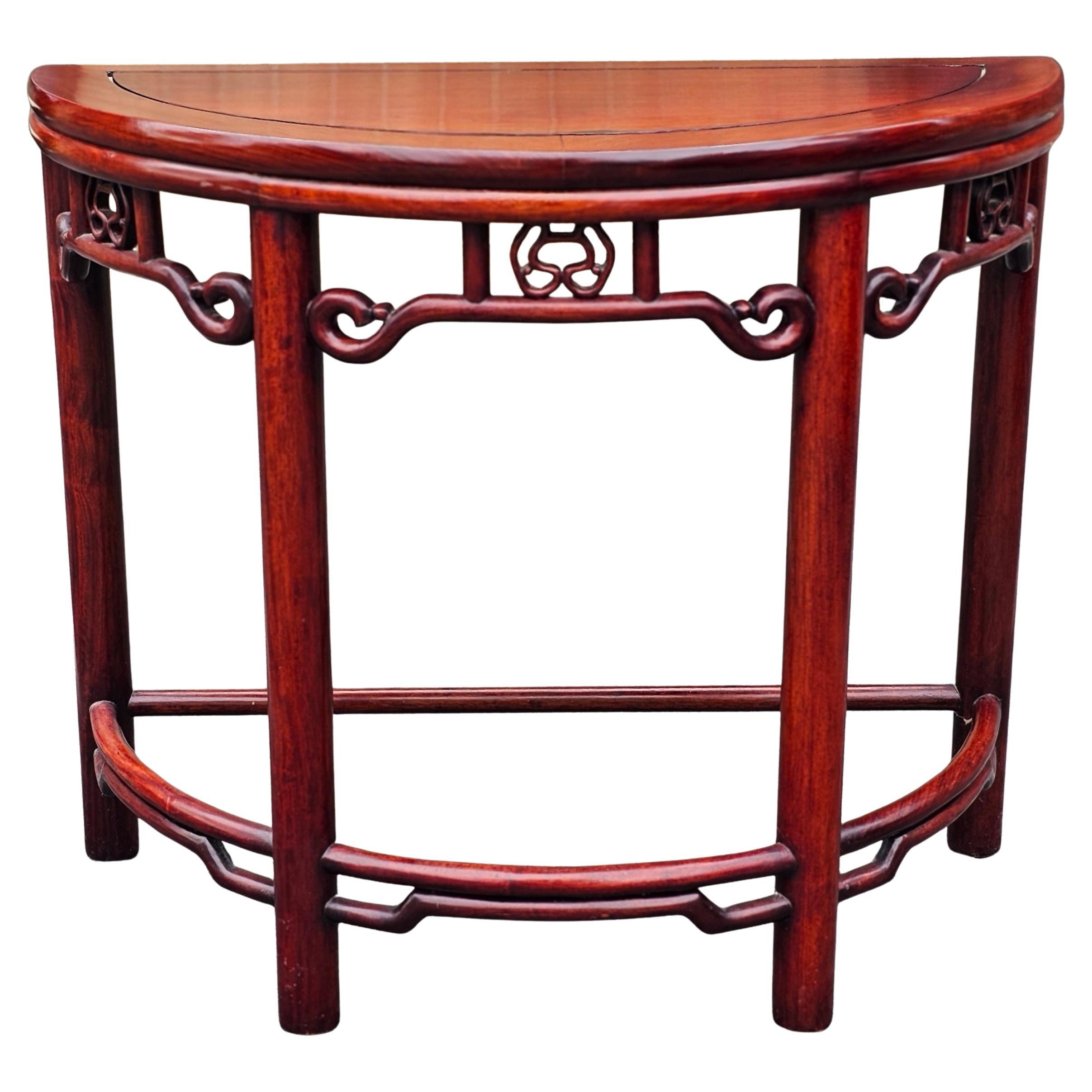 Chinese Hard Rosewood Demilune Console Table