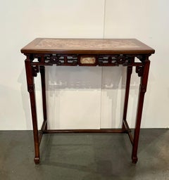 Chinese Hardwood Console with Marble Insets