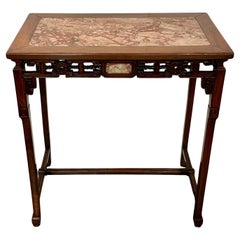 Chinese Hardwood Console with Marble Insets