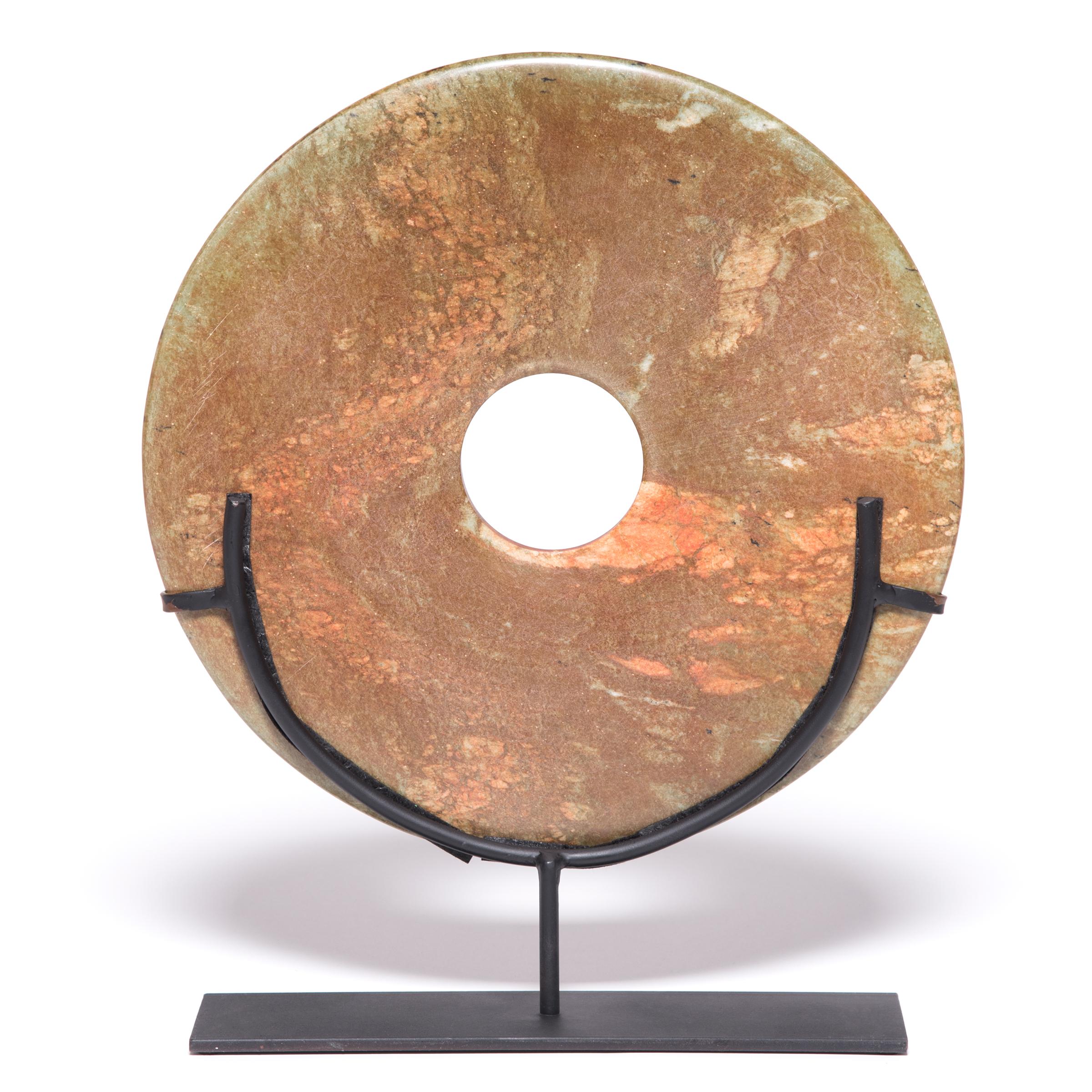 Polished Chinese Hardstone Bi Disc