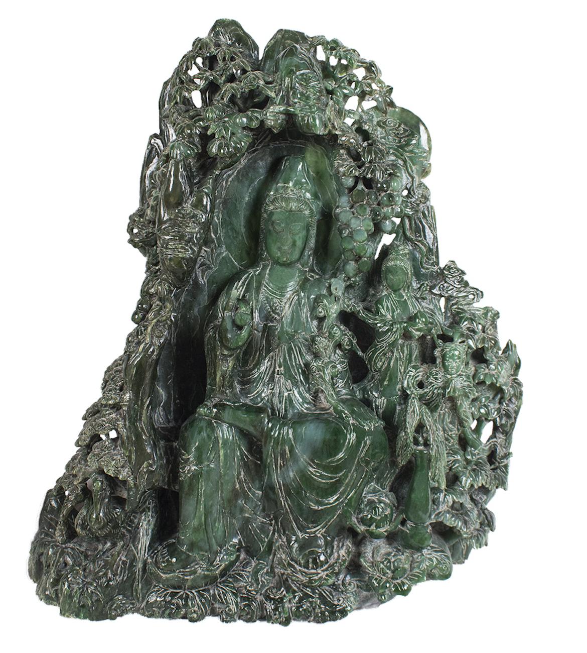 Carved Chinese Hardstone Carving of a Guanyin, China, Late 20th Century