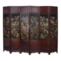 Chinese Hardstone, Cloisonne Enamel and Lacquer Screen